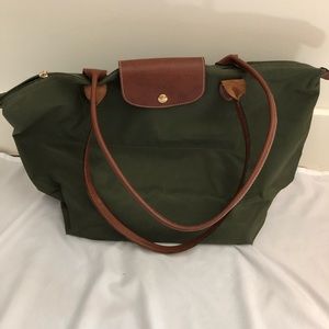 Large Longchamp Le Pilage Tote Hunter Green